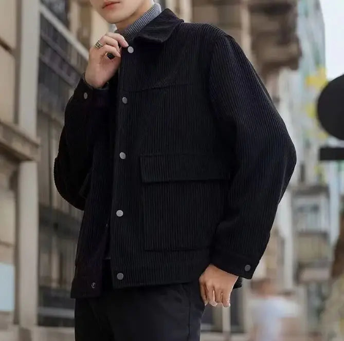 Striped Short Style Casual Men's Clothing Lapel
