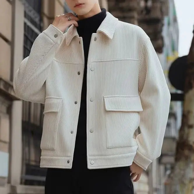 Striped Short Style Casual Men's Clothing Lapel